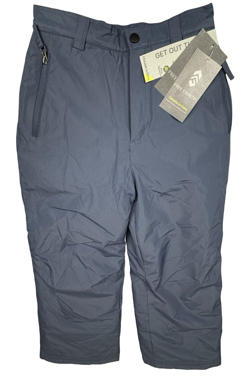 Free Country Kids 7/8 Med Snow Pants Blue Insulated Water-Resistant Winter New
